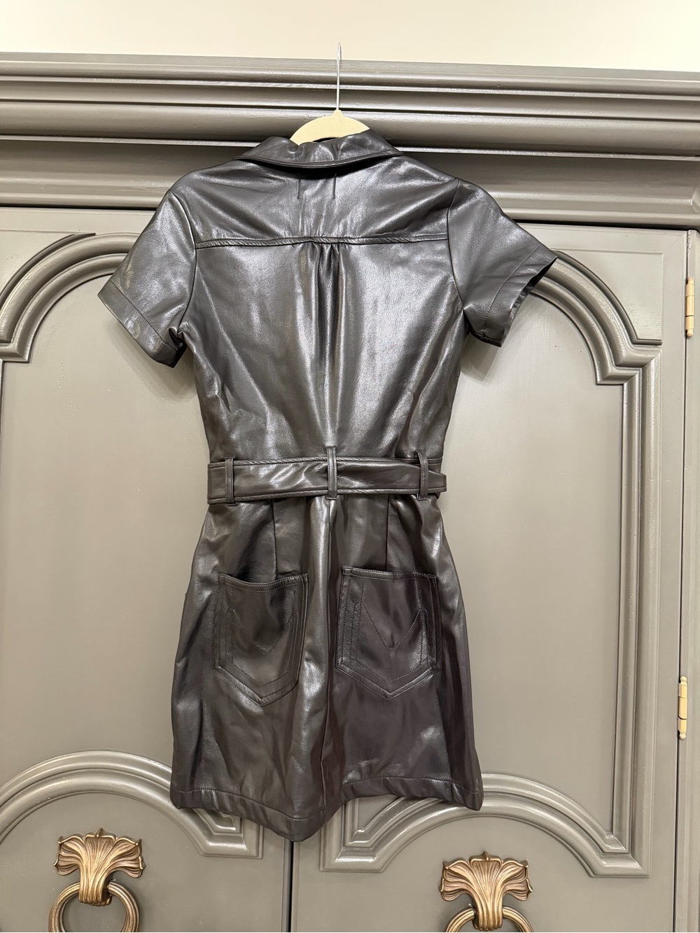 Show Me Your MuMu Black Faux Leather Belted Mini Dress - Picture 6 of 8